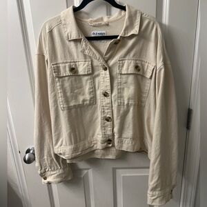Old Navy oversized 55% linen cropped jacket size XL